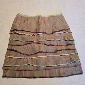 CYNTHIA by CYNTHIA STEFFE Size 6 Womens Tiered Skirt Mini Pleats Fall Colors